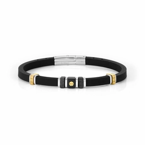 Nomination City Bracelet, Rubber, Yellow Gold, Stainless Steel