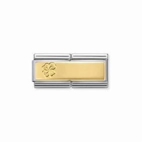 Nomination Classic Plate with Four-Leaf Clover Double Link