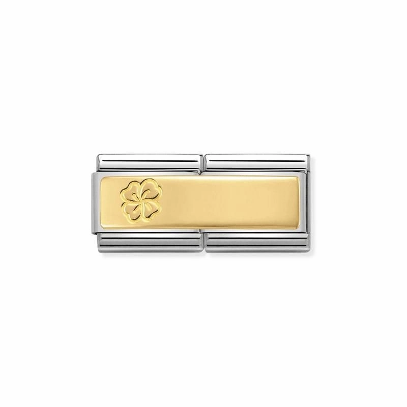 Nomination Classic Plate with Four-Leaf Clover Double Link
