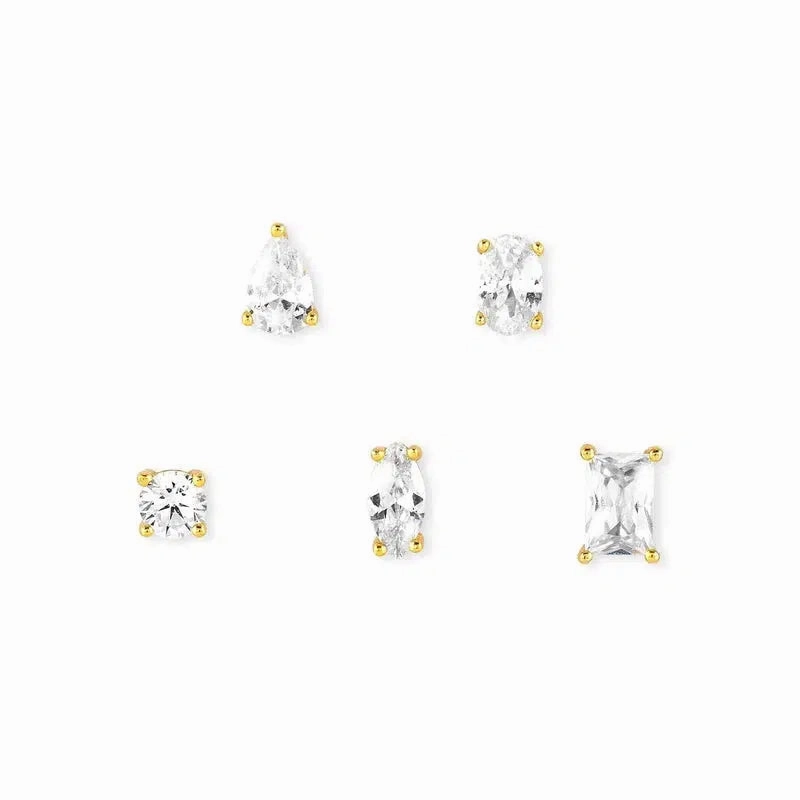 Nomination Colour Wave Earrings, Set Of 5, White Cubic Zirconia, 24K Gold