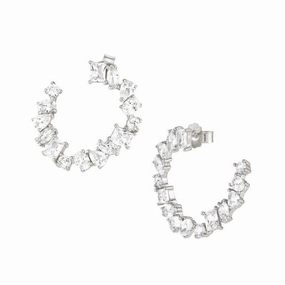 Nomination Colour Wave Earrings, Spiral, Cubic Zirconia, Silver