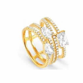 Nomination Colour Wave Ring, Cubic Zirconia, 24K Gold