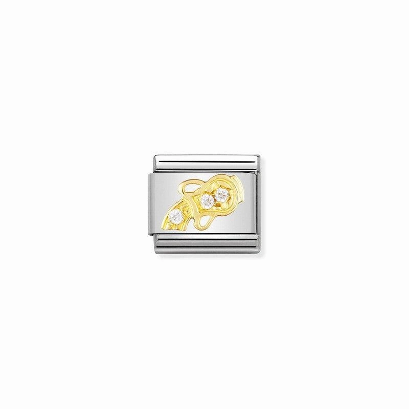 Nomination Composable Classic Link Aquarius In 18K Gold And Stone