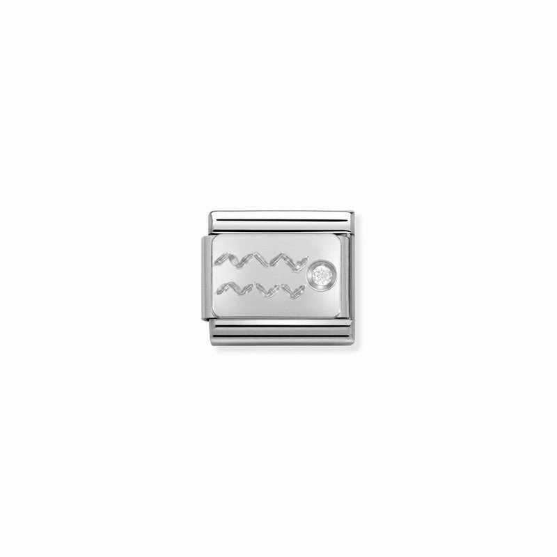 Nomination Composable Classic Link Aquarius In Silver And Stone