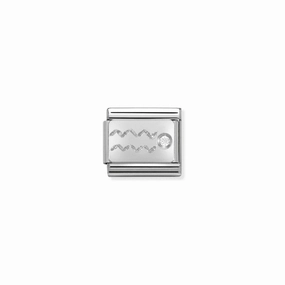 Nomination Composable Classic Link Aquarius In Silver And Stone