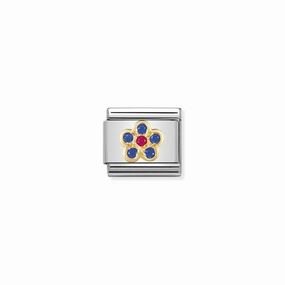 Nomination Composable Classic Link Blue And Red Flower With Stones
