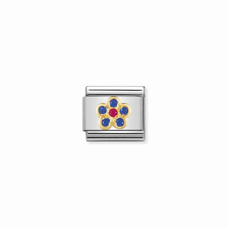 Nomination Composable Classic Link Blue And Red Flower With Stones