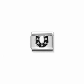 Nomination Composable Classic Link Horseshoe With Black Enamel