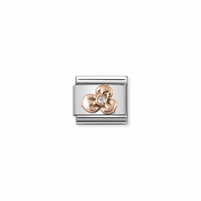 Nomination Composable Classic Link Rose Gold Flower with Stone