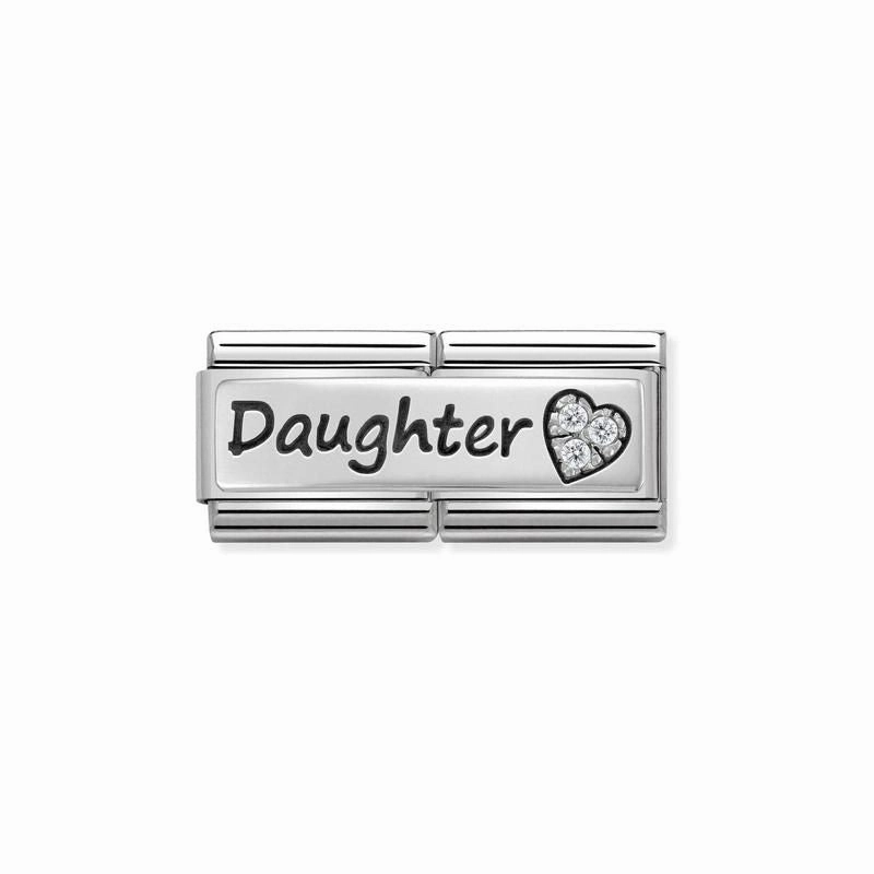 Nomination Composable Double Link Daughter, Cubic Zirconia, Silver