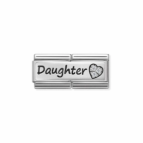 Nomination Composable Double Link Daughter, Cubic Zirconia, Silver