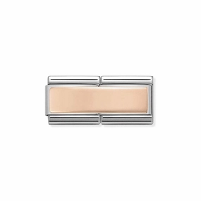 Nomination Composable Double Link Smooth Engravable Plate, 9K Rose Gold