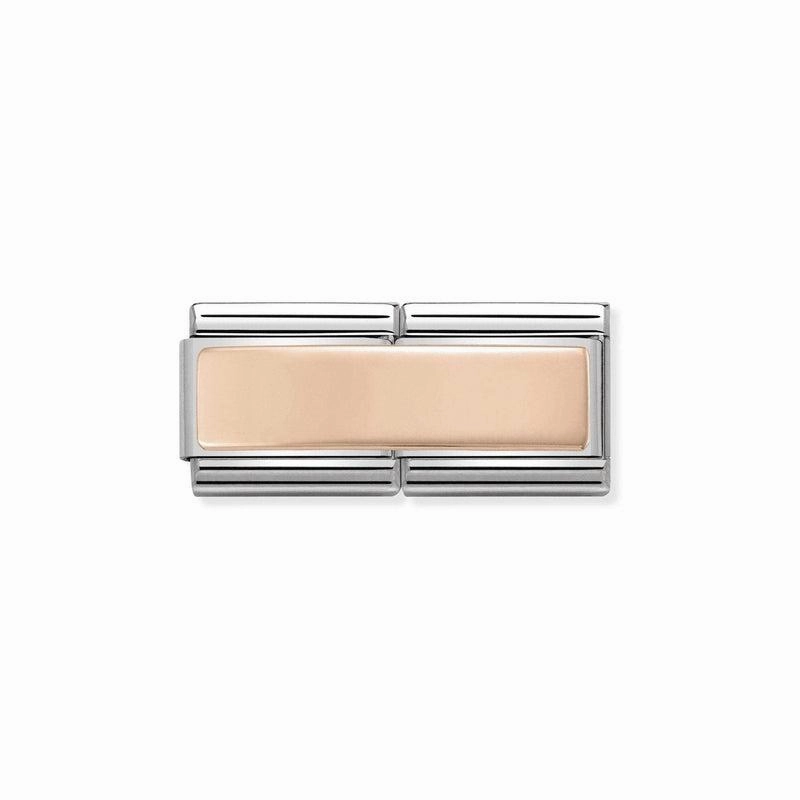 Nomination Composable Double Link Smooth Engravable Plate, 9K Rose Gold
