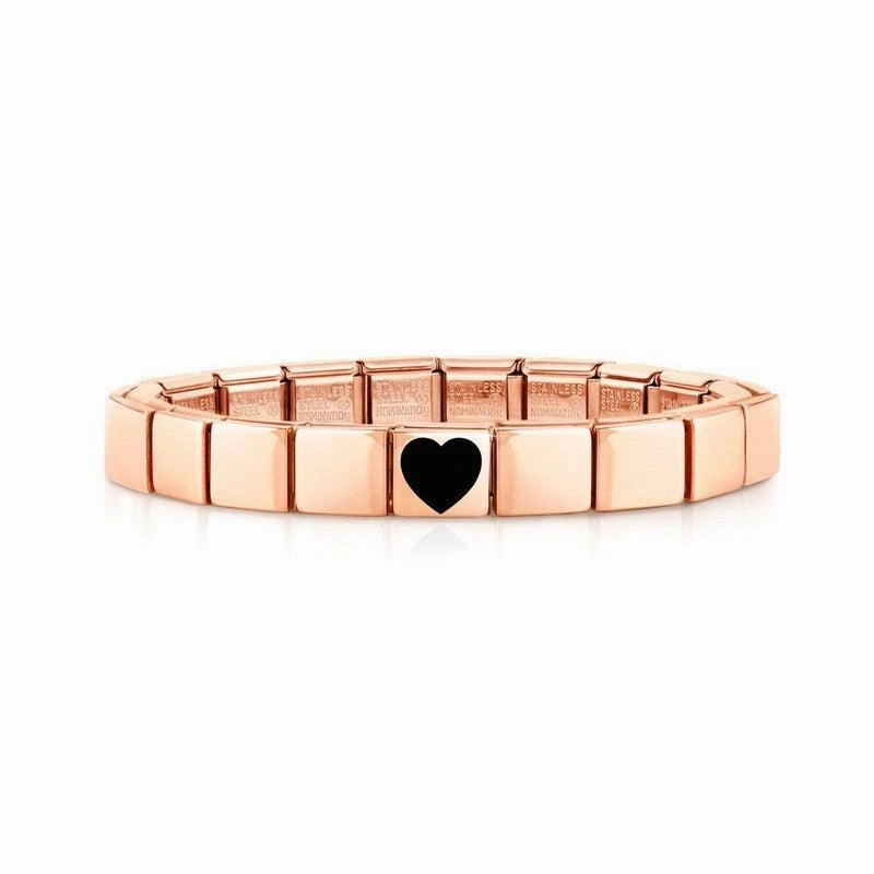 Nomination Composable Glam Bracelet, Black Heart, Rose Finish