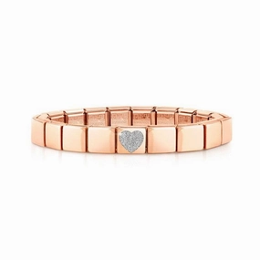 Nomination Composable Glam Bracelet, Glitter Heart, Rose Finish