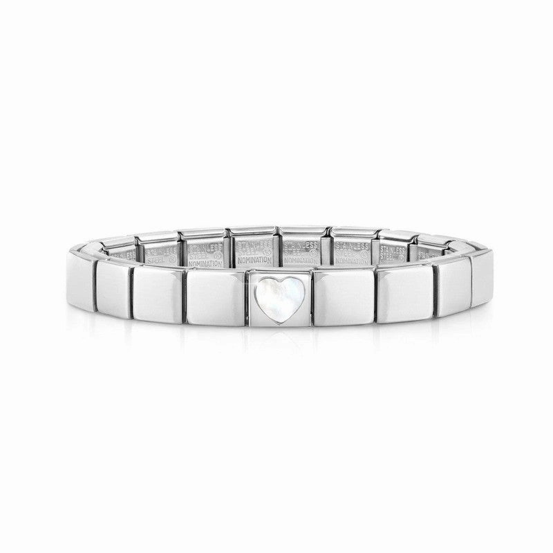 Nomination Composable Glam Bracelet, Mother Of Pearl Heart, Silver
