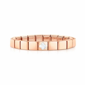 Nomination Composable Glam Bracelet, Mother Of Pearl Stone, Four Leaf Clover, Rose Finish