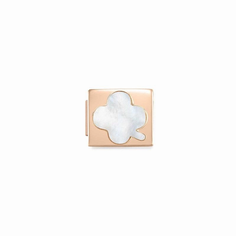 Nomination Composable Glam Link Four Leaf Clover, Mother Of Pearl Stone, Rose Finish