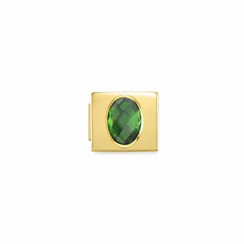 Nomination Composable Glam Link Oval, Green Faceted Cubic Zirconia, Rose PVD