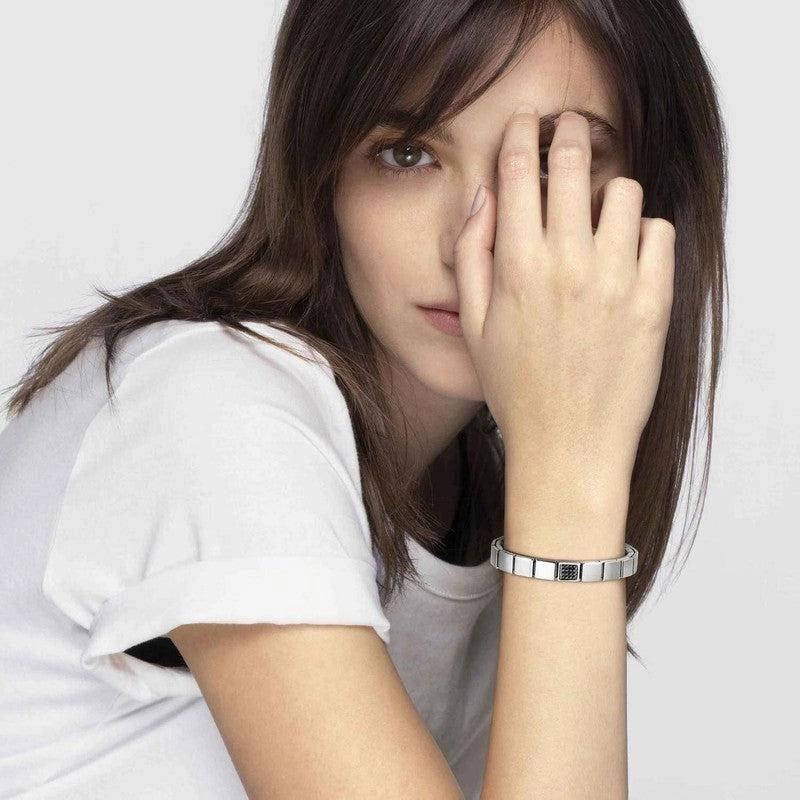 Nomination Composable Glam Link, Pave Black, Silver