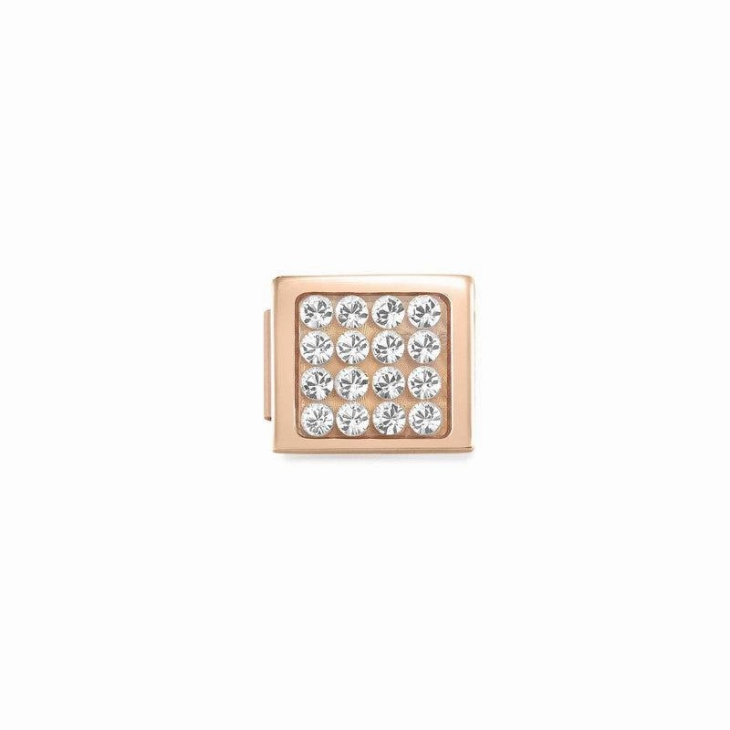 Nomination Composable Glam Link, Pave White, Rose Finish