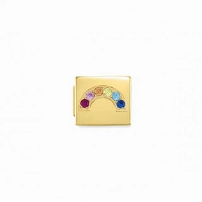 Nomination Composable Glam Link Rainbow Cubic Zirconia, Gold Finish