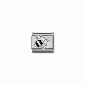 Nomination Composable Link Bee, Cubic Zirconia, Silver & Enamel