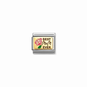 Nomination Composable Link Best Mum Ever, 18K Gold & Enamel
