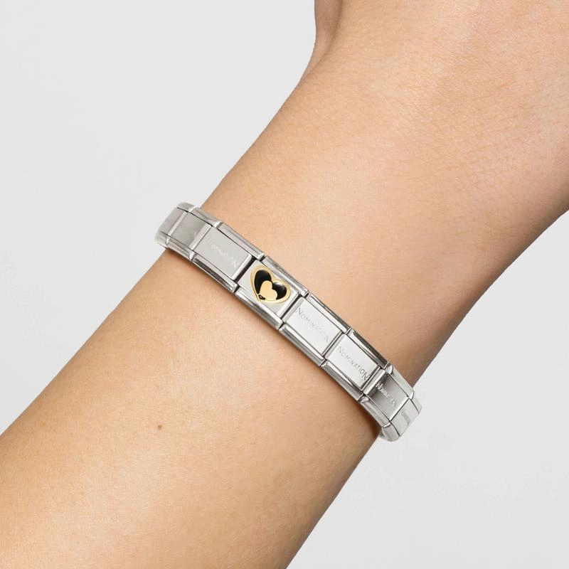 Nomination Composable Link Black Heart-Gold, 18K Gold & Enamel