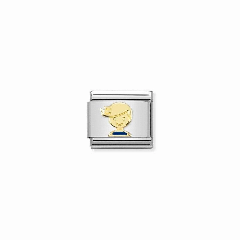 Nomination Composable Link Blue Boy, 18K Gold & Enamel
