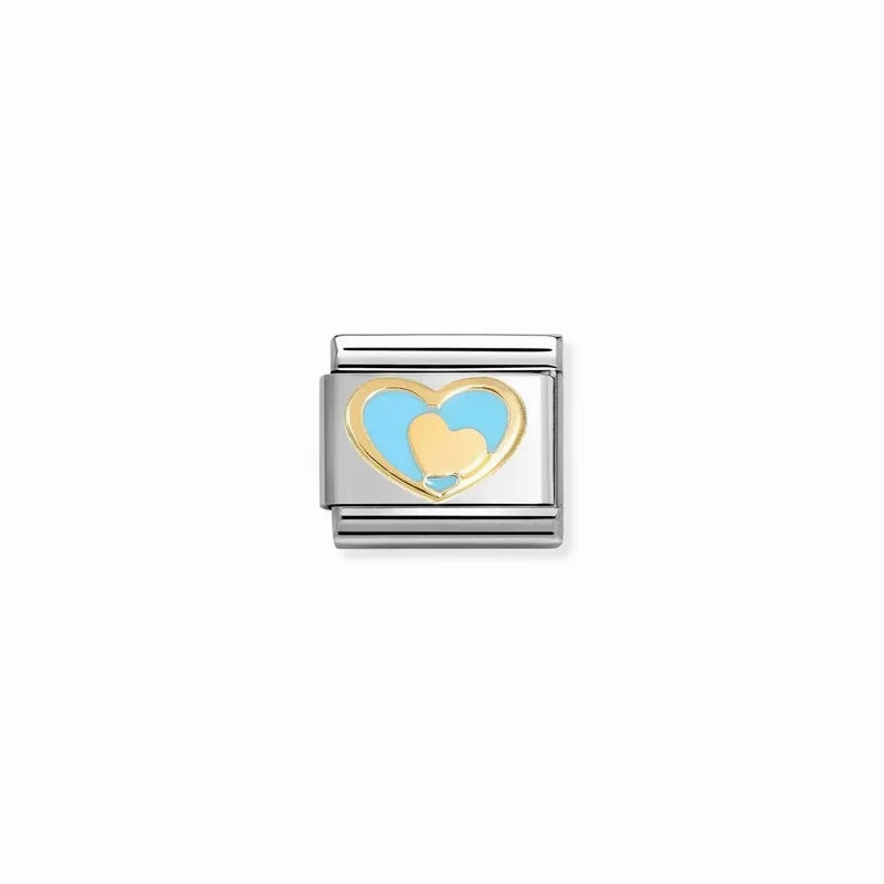 Nomination Composable Link Blue Heart-Gold, 18K Gold & Enamel