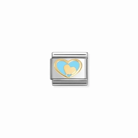 Nomination Composable Link Blue Heart-Gold, 18K Gold & Enamel