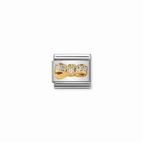 Nomination Composable Link Bow, Cubic Zirconia, 18K Gold