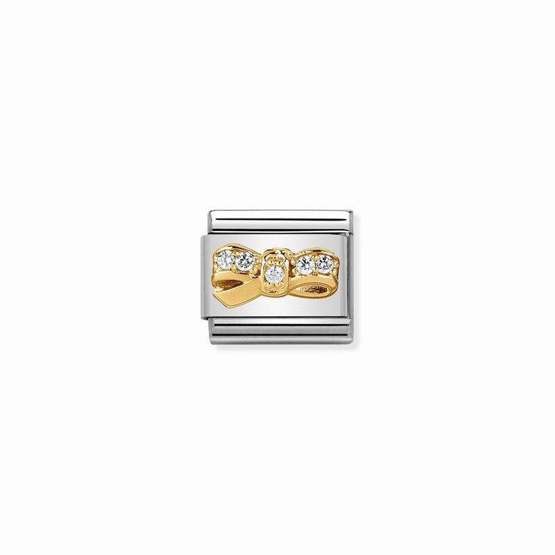 Nomination Composable Link Bow, Cubic Zirconia, 18K Gold