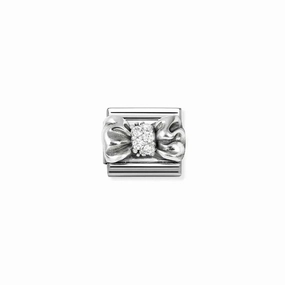 Nomination Composable Link Bow with Cubic Zirconia, Silver