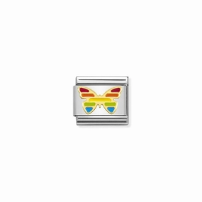 Nomination Composable Link Butterfly, Rainbow, 18K Gold & Enamel