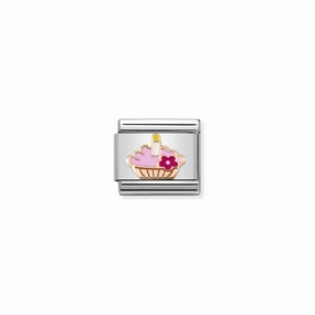 Nomination Composable Link Cake With Candle, 9K Rose Gold & Enamel