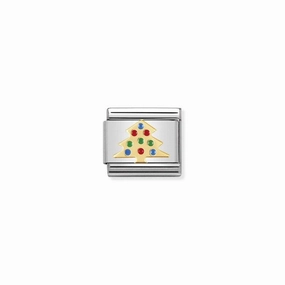 Nomination Composable Link Christmas Tree, 18K Gold & Enamel