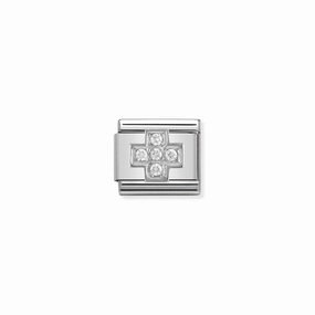 Nomination Composable Link Cross, Cubic Zirconia, Silver