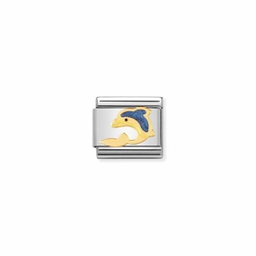 Nomination Composable Link Dolphin, 18K Gold & Enamel