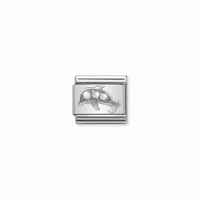 Nomination Composable Link Dolphin, Cubic Zirconia, Silver