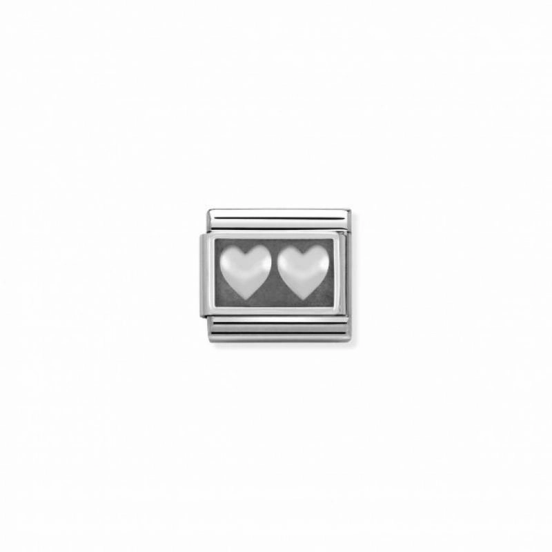 Nomination Composable Link Double Heart, Silver