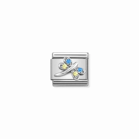 Nomination Composable Link Dragonfly, Yellow And Blue Cubic Zirconia, Silver