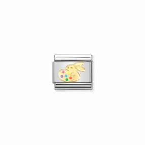 Nomination Composable Link Easter Bunny With Egg, 18K Gold & Enamel