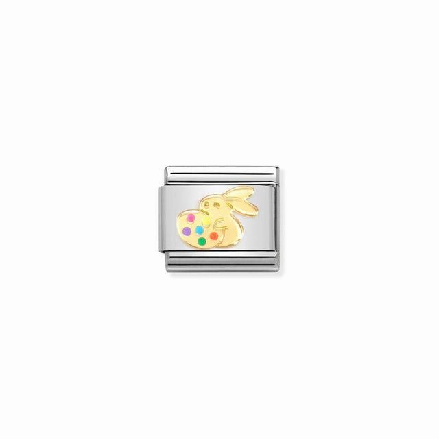 Nomination Composable Link Easter Bunny With Egg, 18K Gold & Enamel