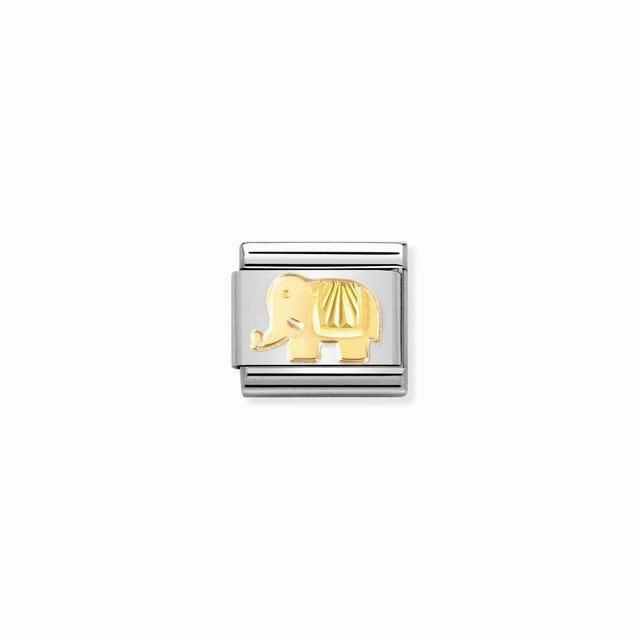 Nomination Composable Link Elephant, Etched, 18K Gold