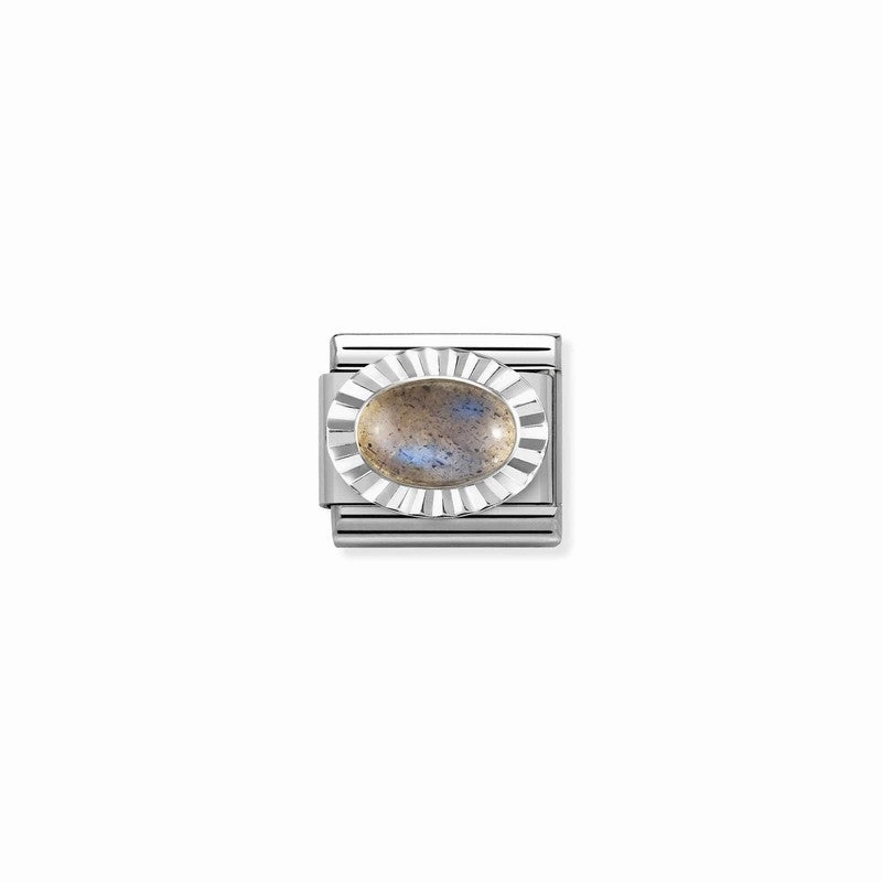 Nomination Composable Link Etched, Oval Labradorite Stone, Silver