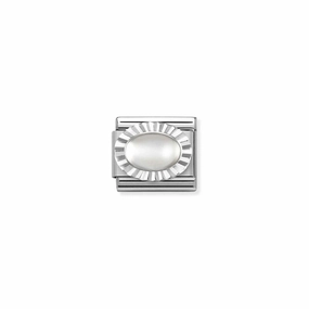 Nomination Composable Link Etched, Oval Moon Stone, Silver