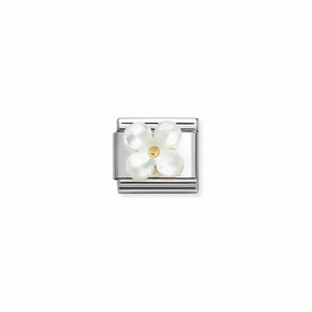 Nomination Composable Link Flower white Mother of Pearl, Silver