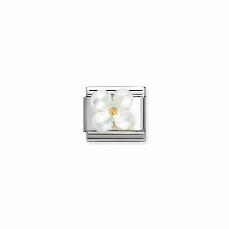 Nomination Composable Link Flower white Mother of Pearl, Silver